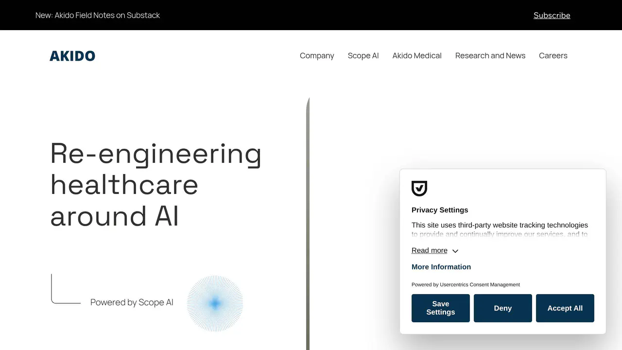 Homepage preview of Akido Labs, captured Aug 7, 2026