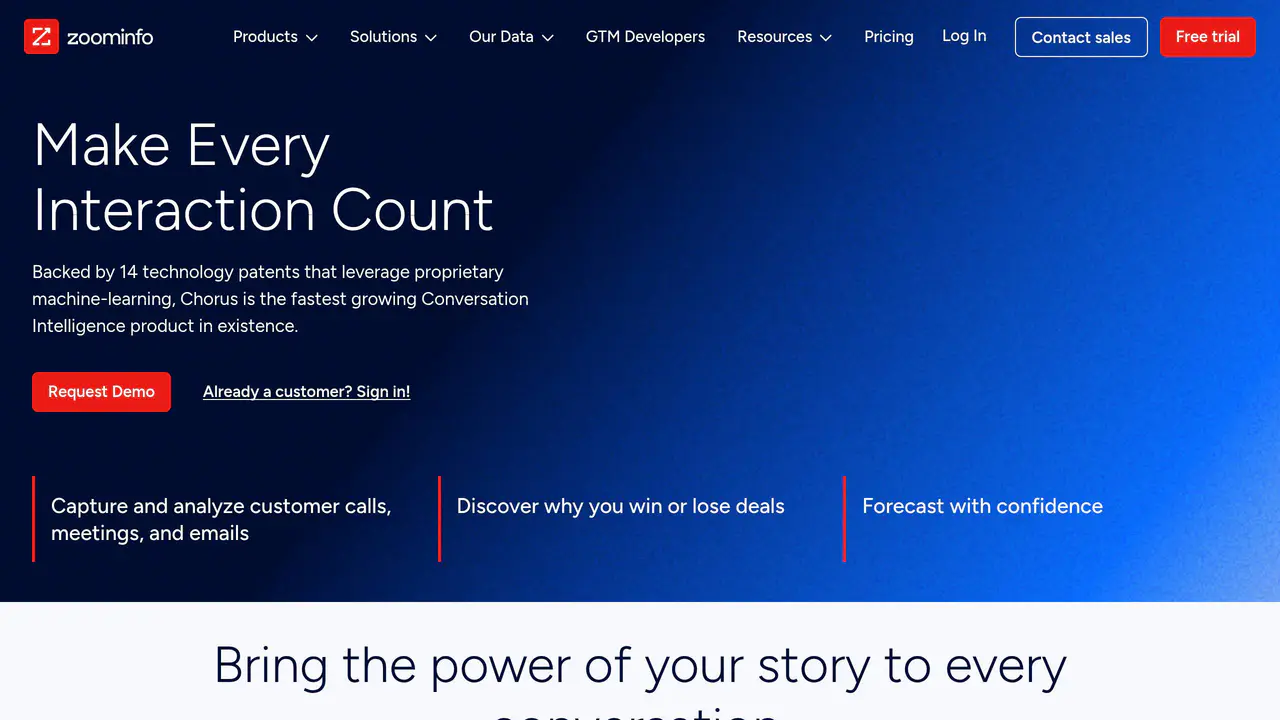 Homepage preview of Chorus.ai, captured Jul 23, 2026
