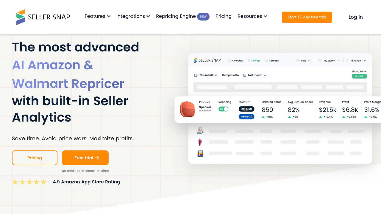 Homepage preview of Seller Snap, captured Aug 23, 2026