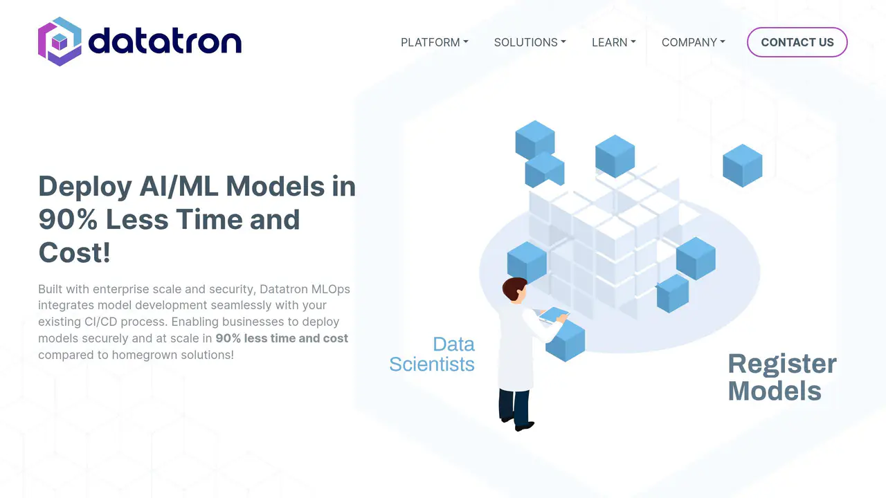 Homepage preview of Datatron, captured Jul 27, 2026