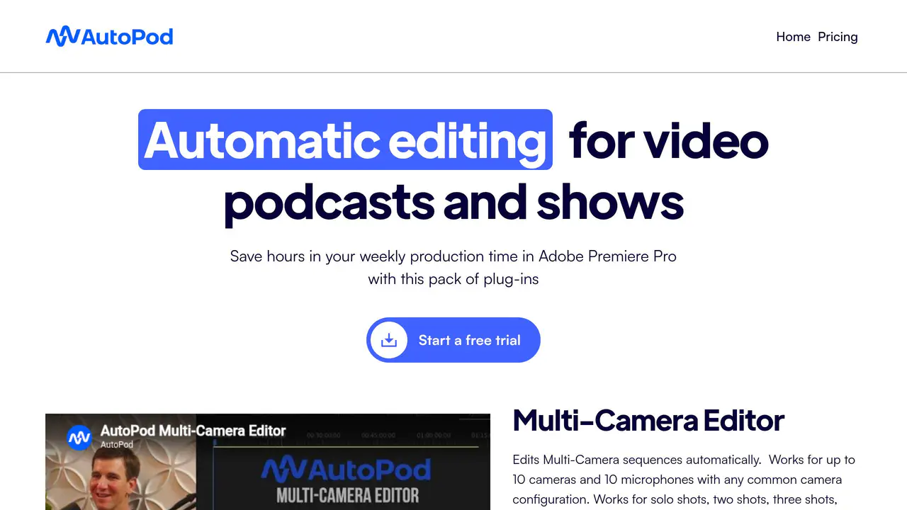 Homepage preview of AutoPod, captured Jul 23, 2026
