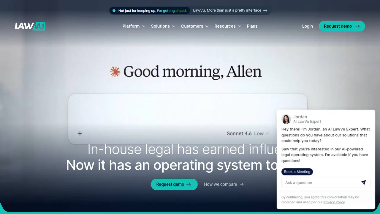 Homepage preview of LawVu, captured Aug 31, 2026