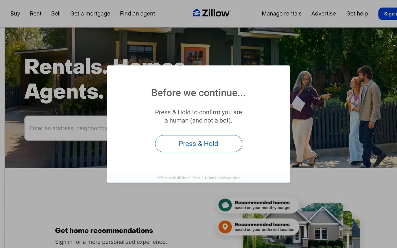 Homepage preview of Zillow AI, captured Jul 23, 2026