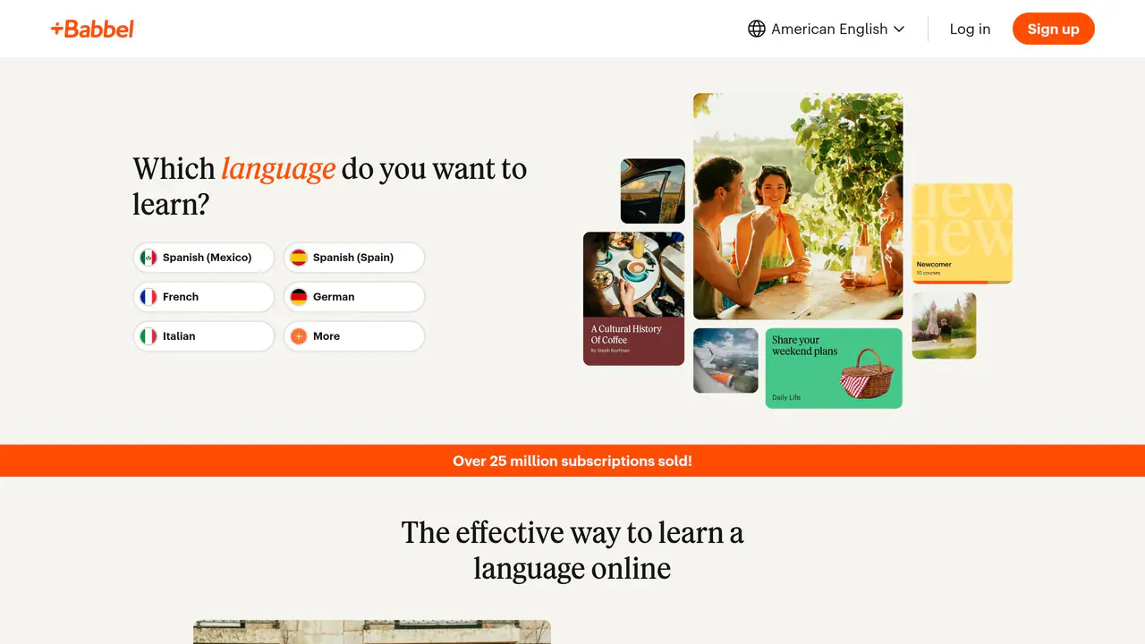 Homepage preview of Babbel, captured Jul 23, 2026