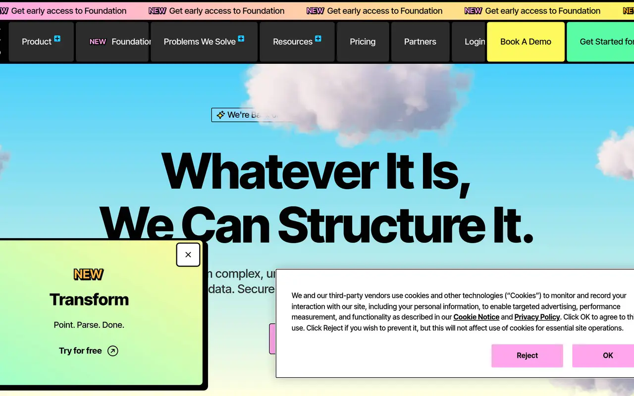 Homepage preview of Unstructured, captured Jul 21, 2026