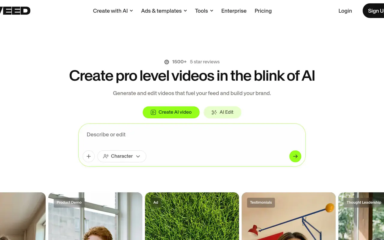 Homepage preview of VEED, captured Jul 22, 2026