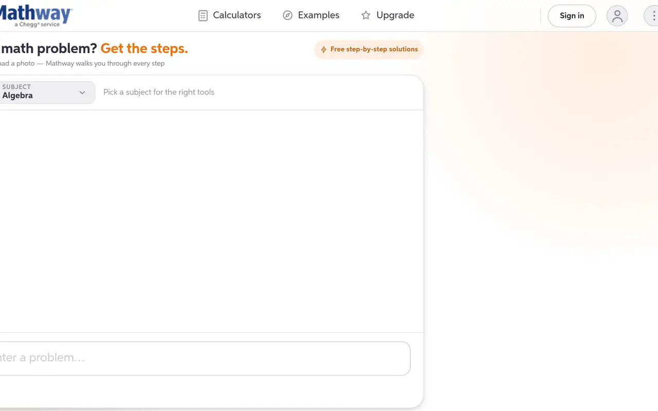 Homepage preview of Mathway, captured Jul 21, 2026