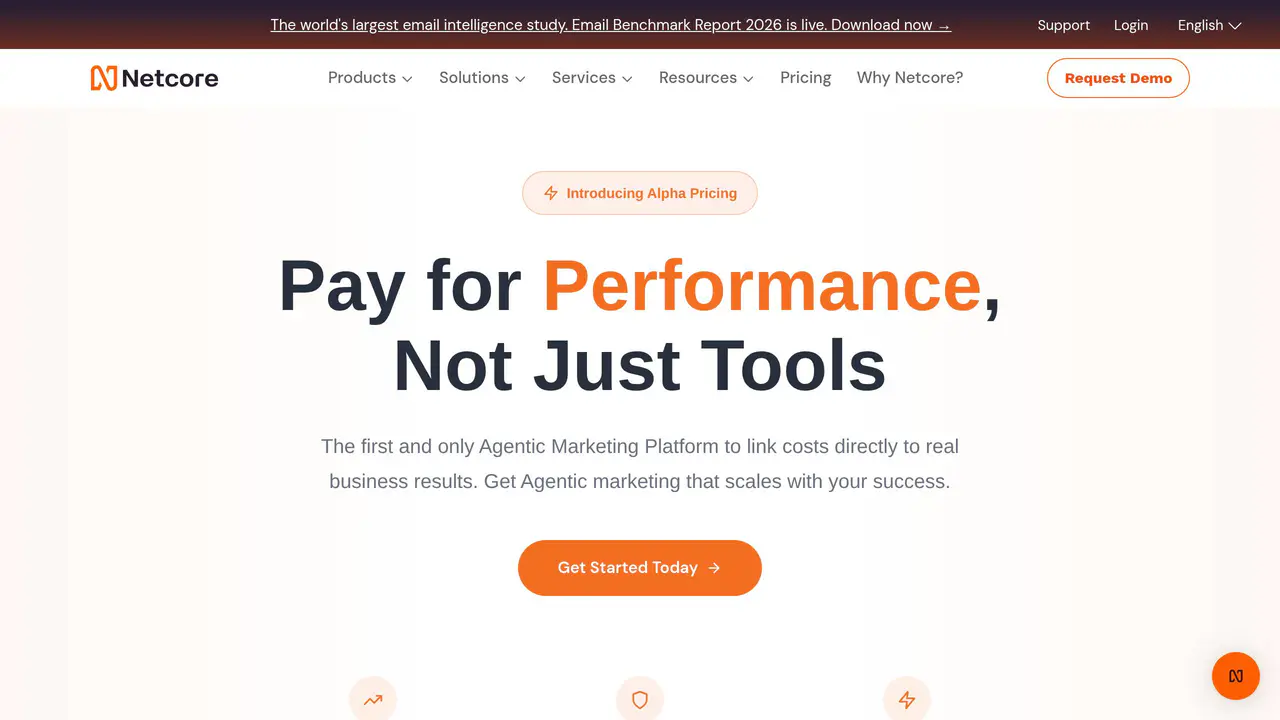 Pricing-page preview of Netcore Cloud, captured Jul 23, 2026
