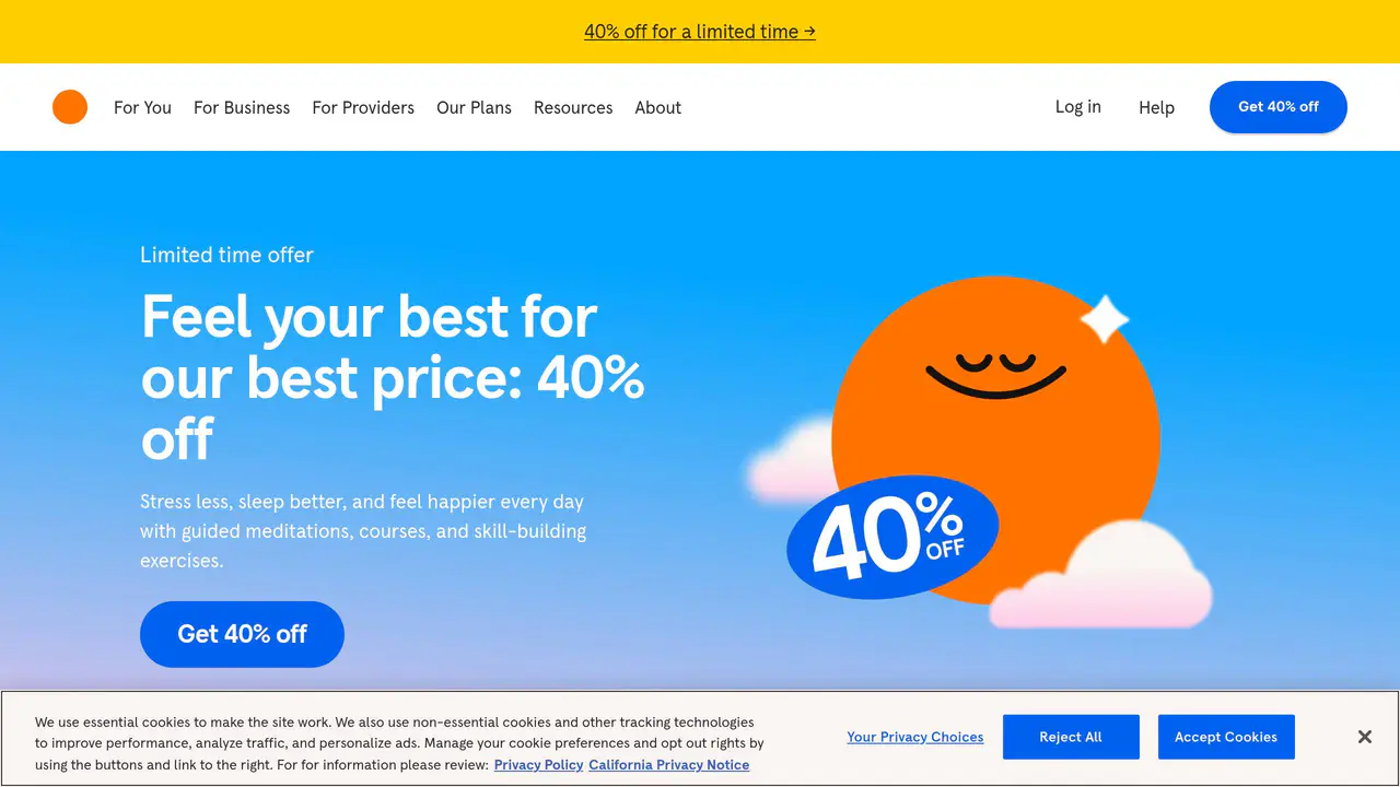 Homepage preview of Headspace, captured Jul 23, 2026