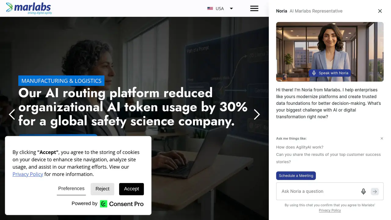 Homepage preview of Marlabs, captured Aug 1, 2026