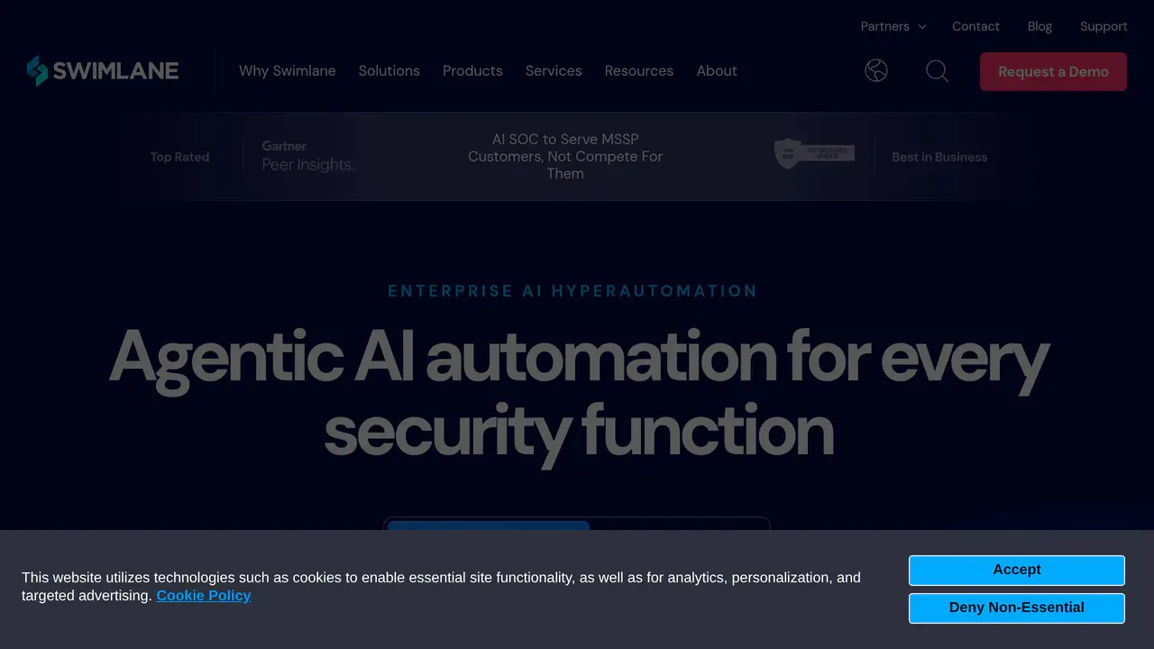 Homepage preview of Swimlane, captured Jul 27, 2026