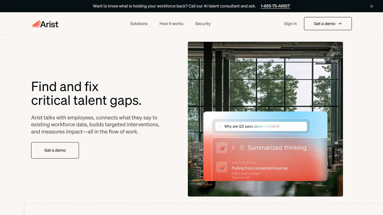 Homepage preview of Arist, captured Sep 1, 2026