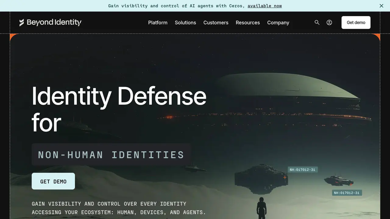 Homepage preview of Beyond Identity, captured Aug 4, 2026
