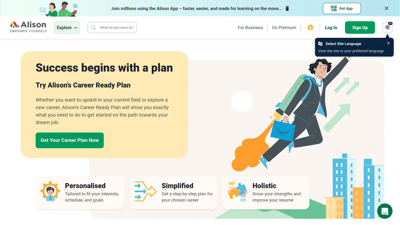 Pricing-page preview of Alison, captured Sep 12, 2026
