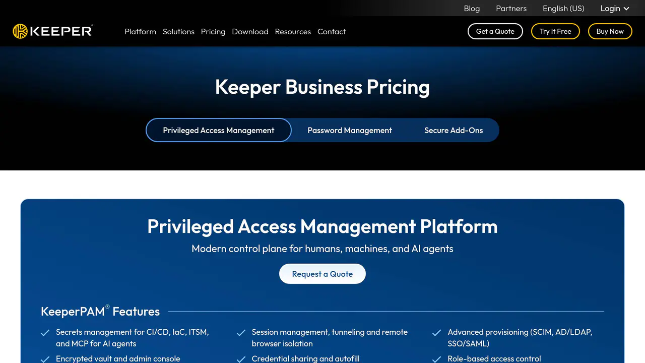 Pricing-page preview of Keeper Security, captured Aug 12, 2026