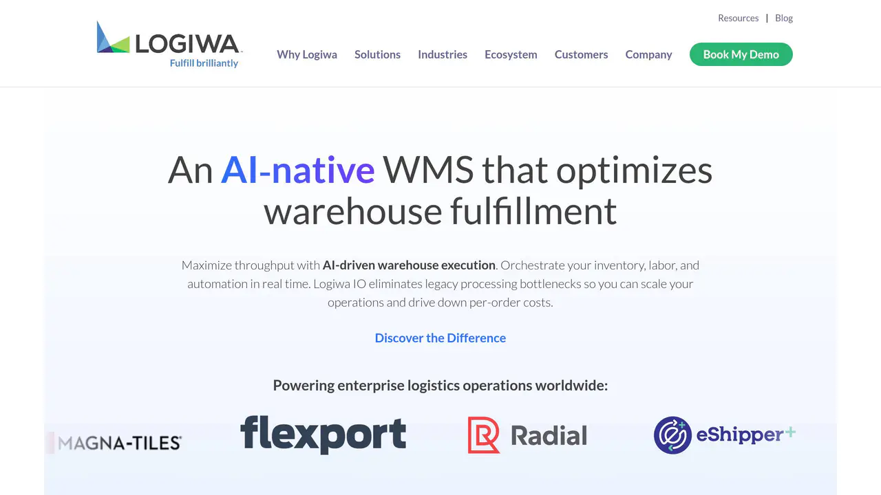Homepage preview of Logiwa, captured Sep 23, 2026