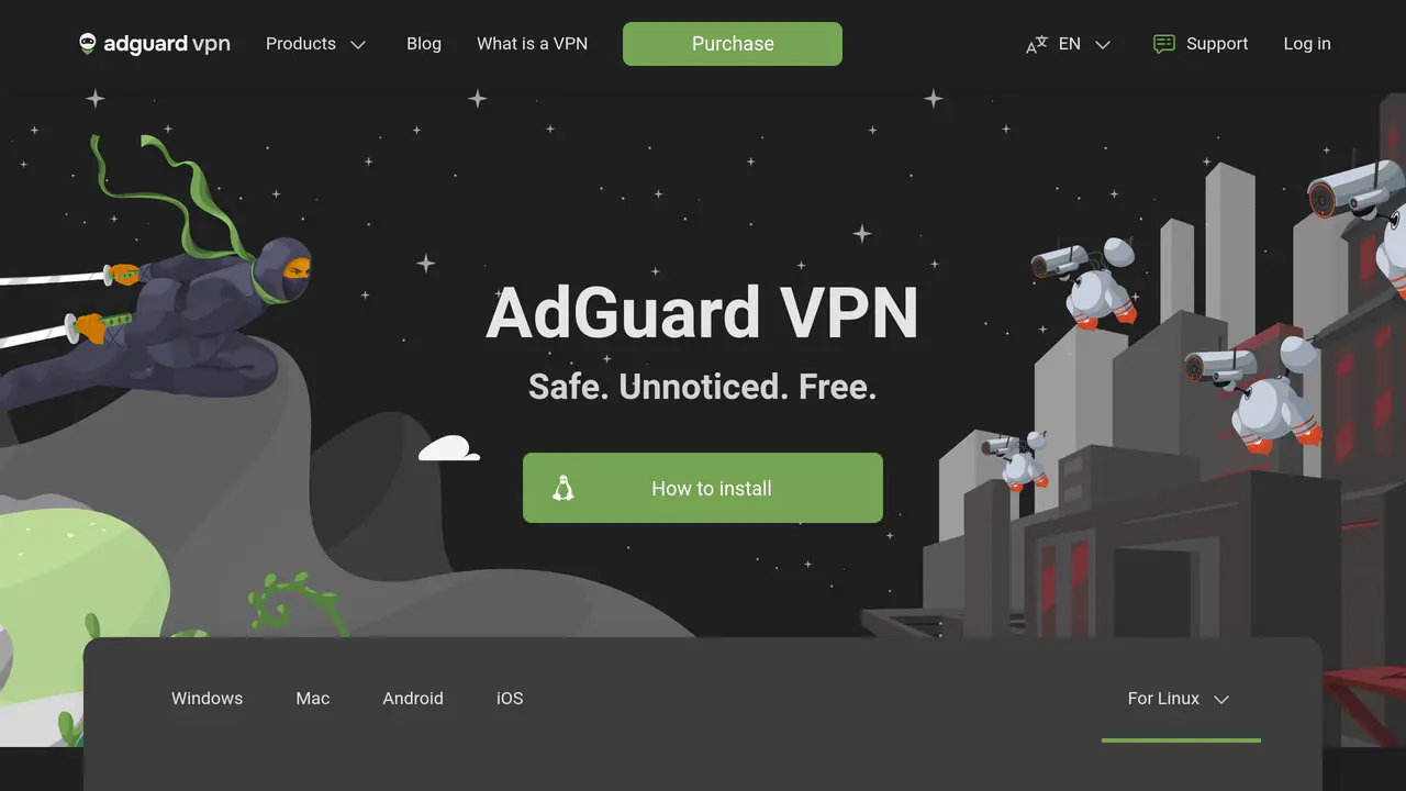 Homepage preview of AdGuard VPN, captured Aug 1, 2026