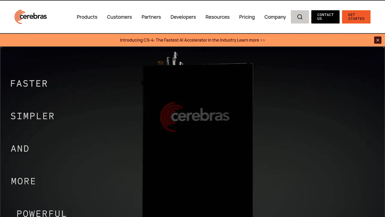 Homepage preview of Cerebras, captured Sep 1, 2026