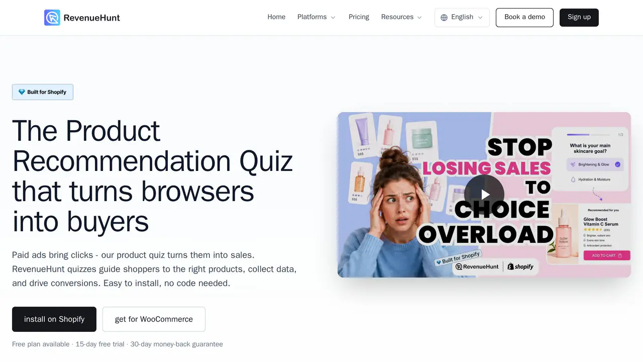 Homepage preview of RevenueHunt, captured Aug 30, 2026