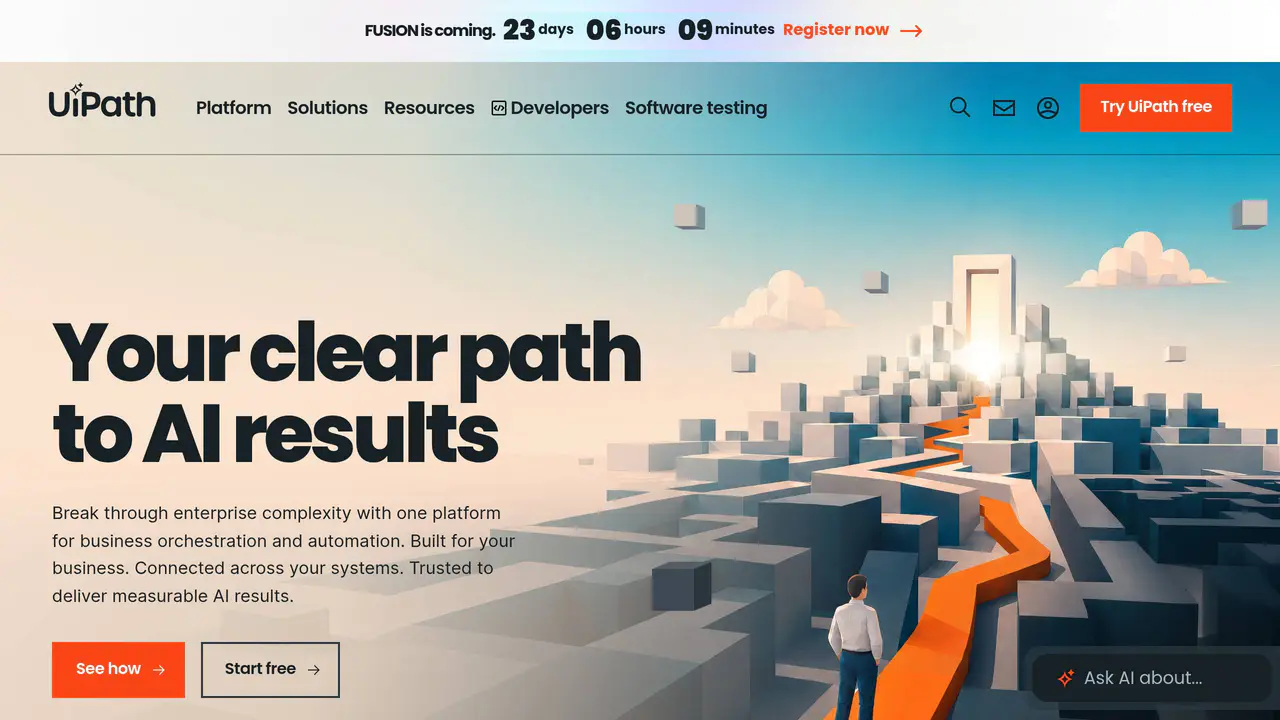Homepage preview of UiPath, captured Aug 31, 2026