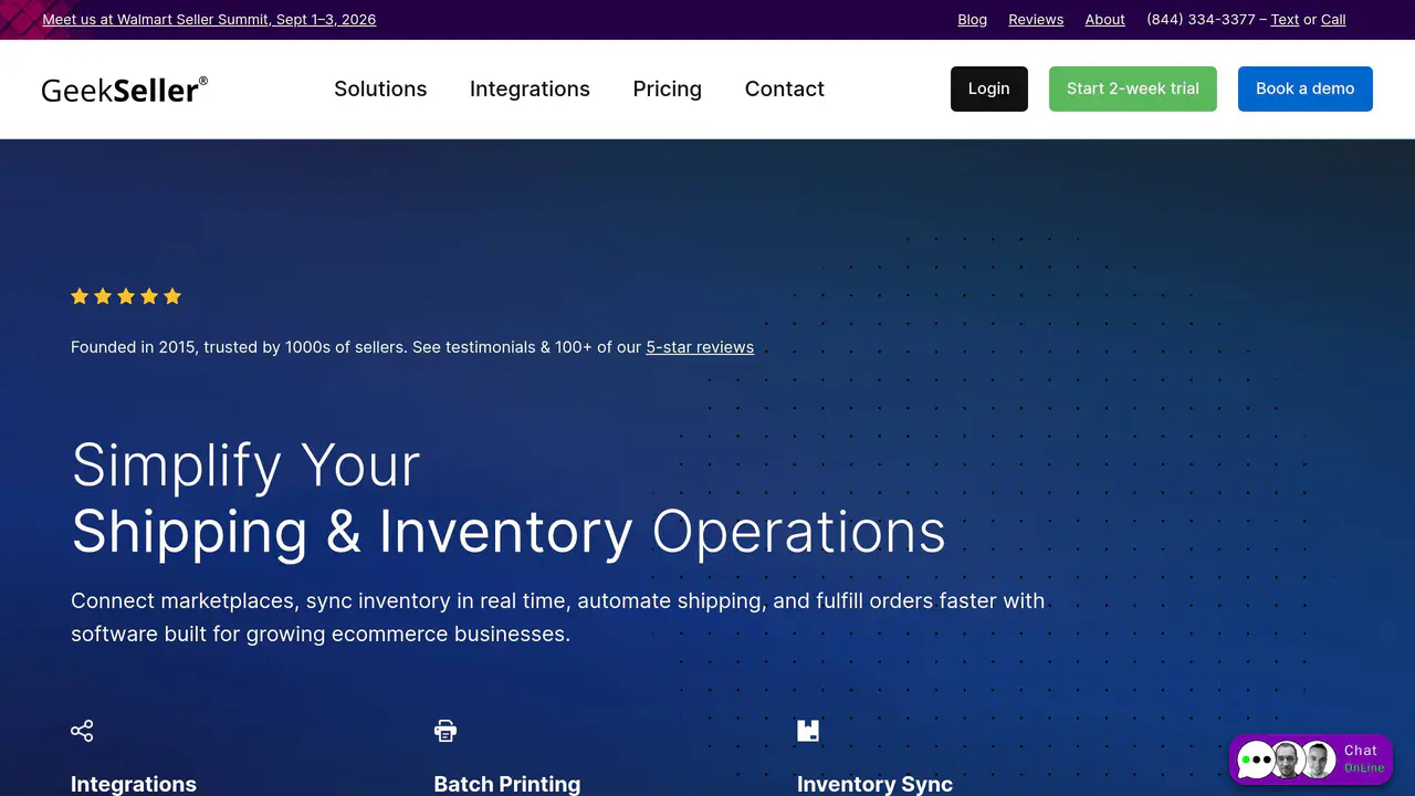 Homepage preview of GeekSeller, captured Aug 6, 2026