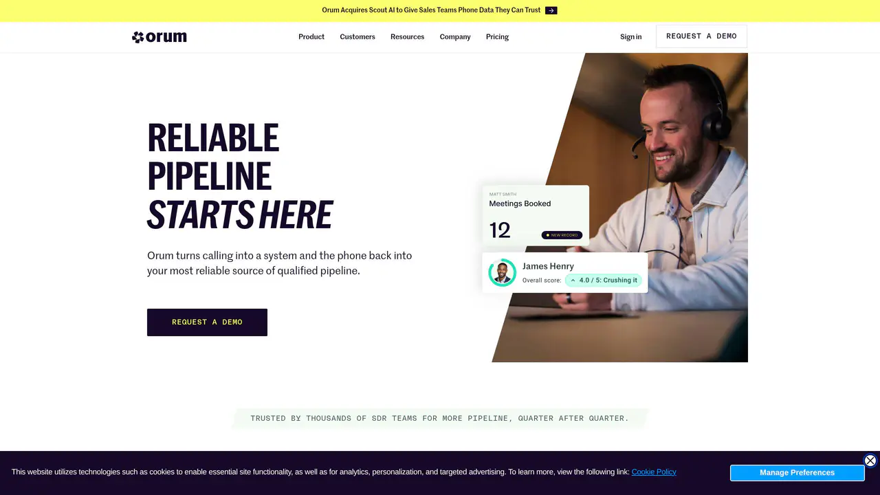 Homepage preview of Orum, captured Aug 2, 2026