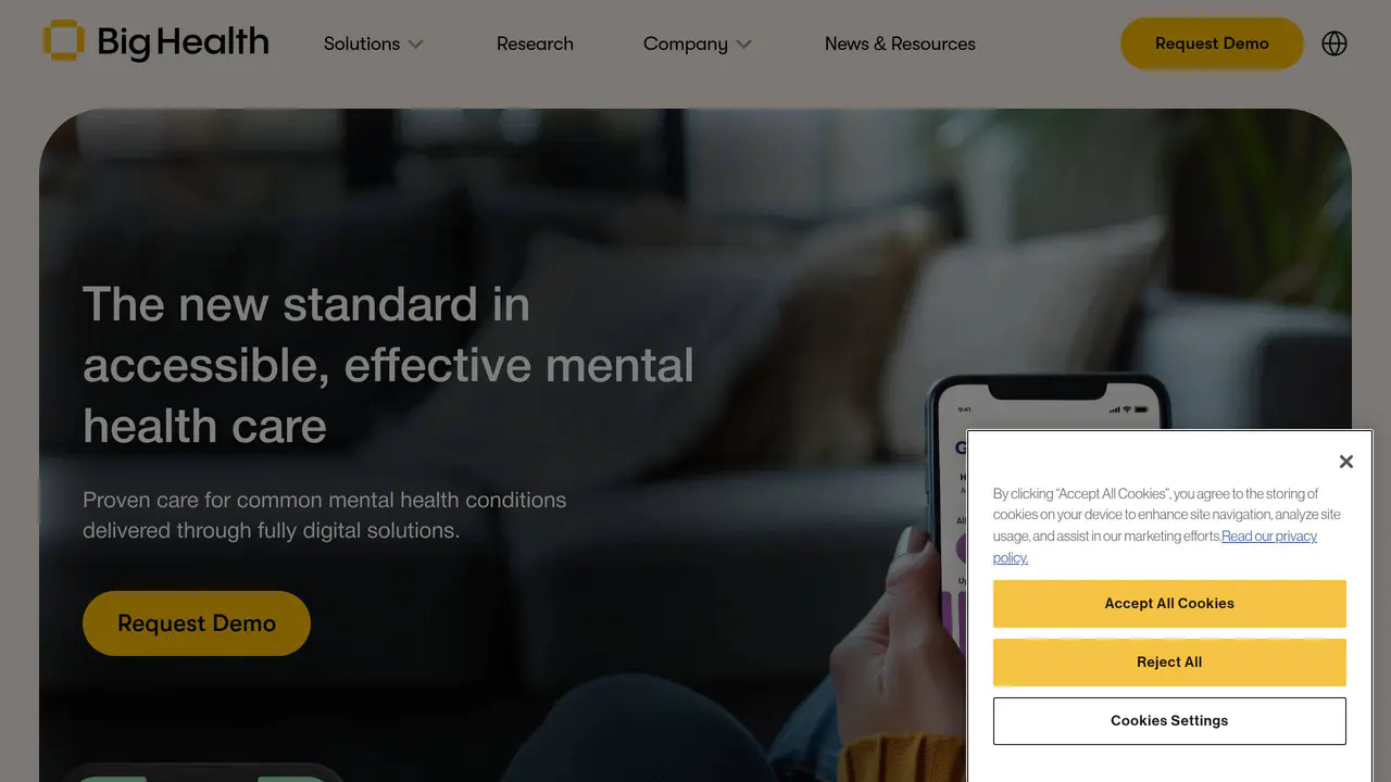 Homepage preview of Big Health, captured Jul 31, 2026