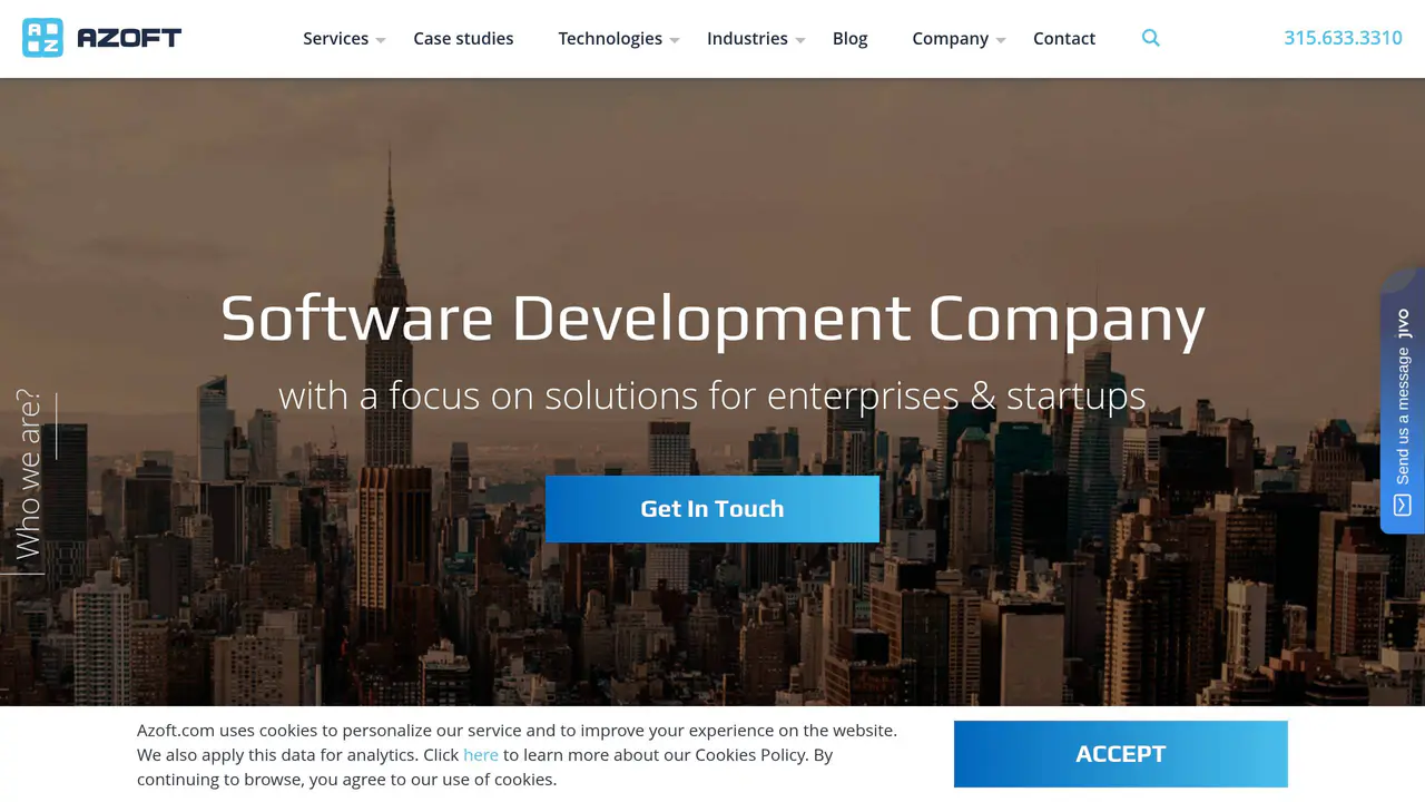 Homepage preview of Azoft, captured Aug 30, 2026