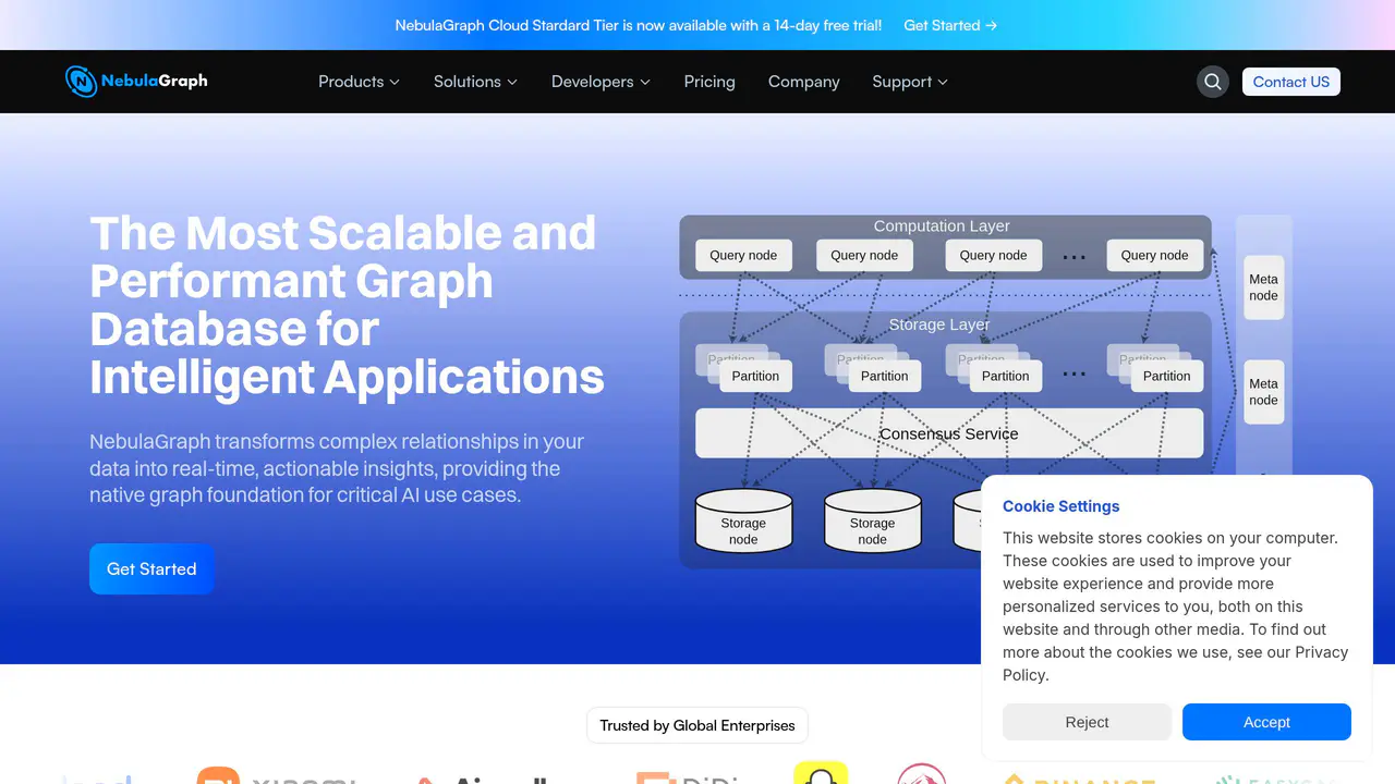 Homepage preview of NebulaGraph, captured Jul 31, 2026