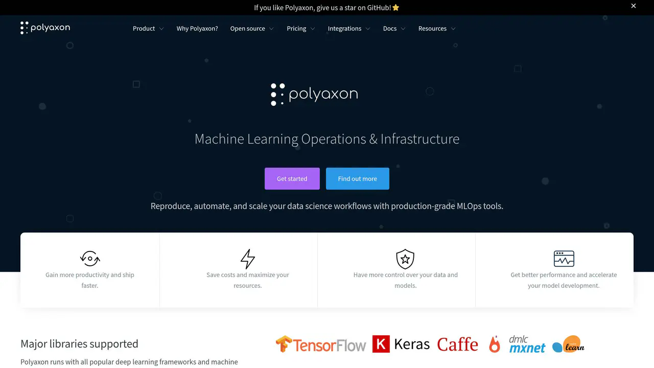 Homepage preview of Polyaxon, captured Jul 31, 2026