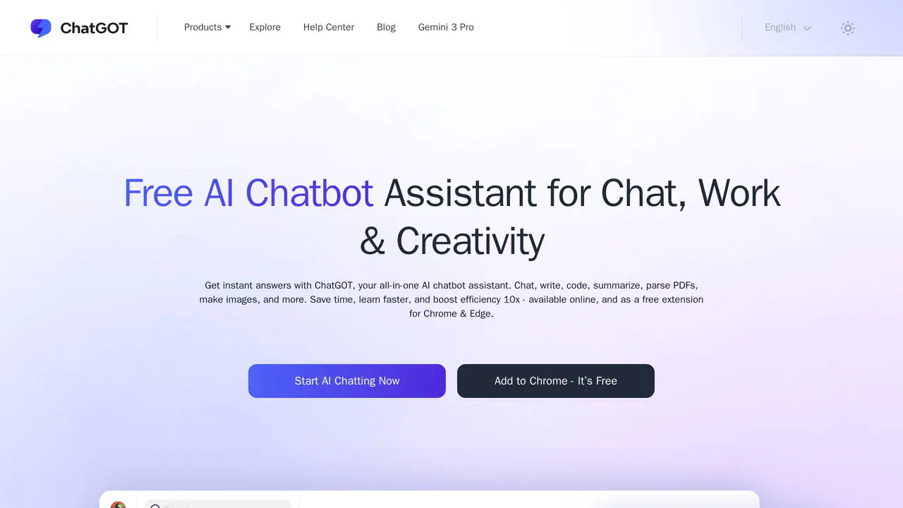 Homepage preview of Chatgot, captured Sep 15, 2026