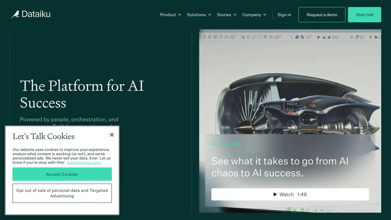 Homepage preview of Dataiku, captured Jul 23, 2026