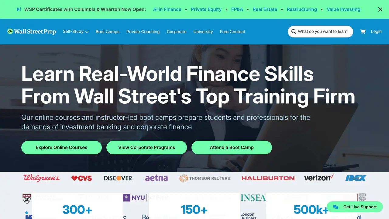 Pricing-page preview of Wall Street Prep, captured Jul 24, 2026