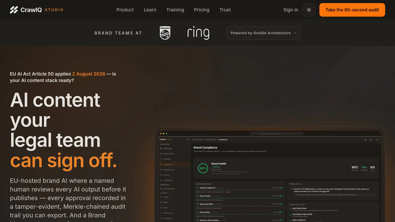 Homepage preview of CrawlQ, captured Jul 23, 2026