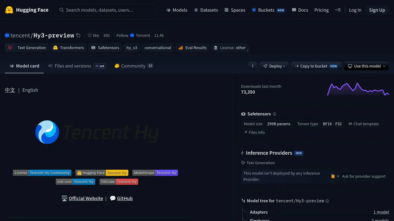 Homepage preview of Hy3 Preview, captured Jul 23, 2026