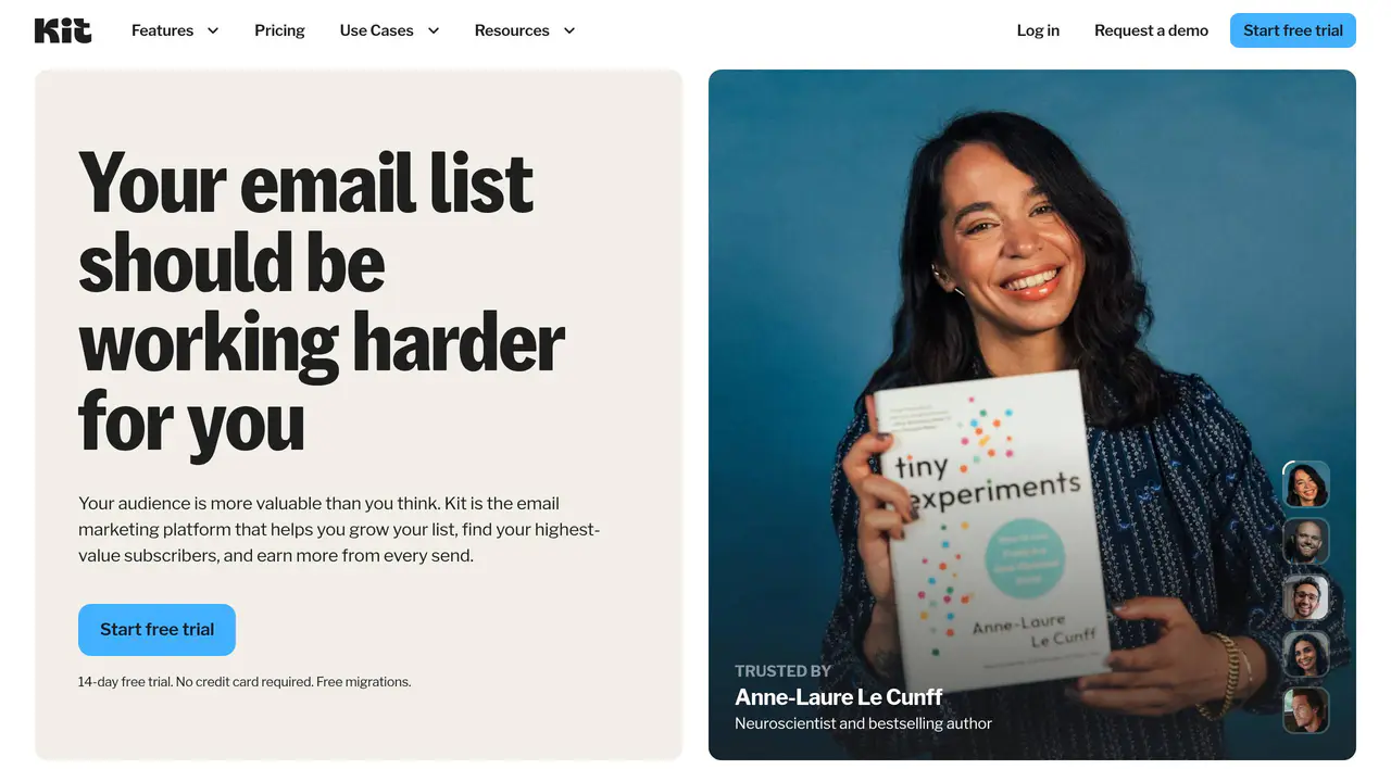 Homepage preview of ConvertKit, captured Aug 9, 2026