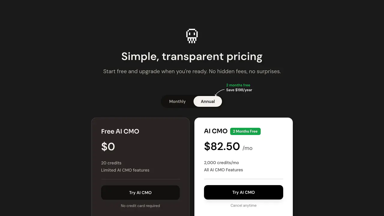 Pricing-page preview of Okara, captured Jul 23, 2026