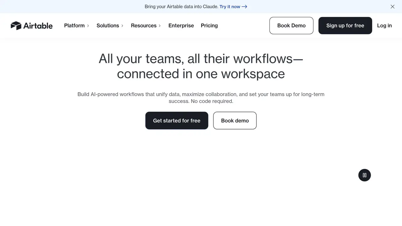 Homepage preview of Airtable, captured Aug 28, 2026