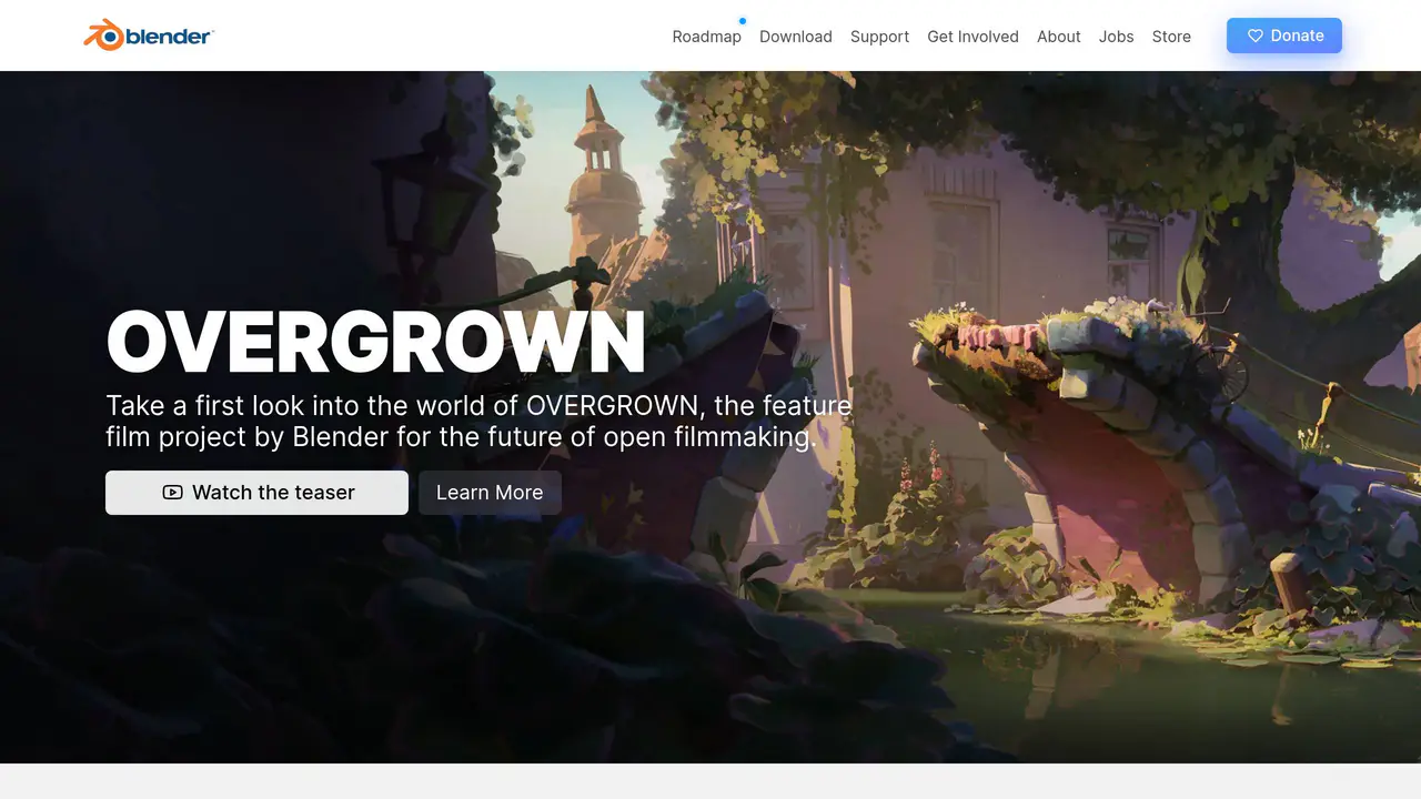 Homepage preview of Blender, captured Sep 22, 2026