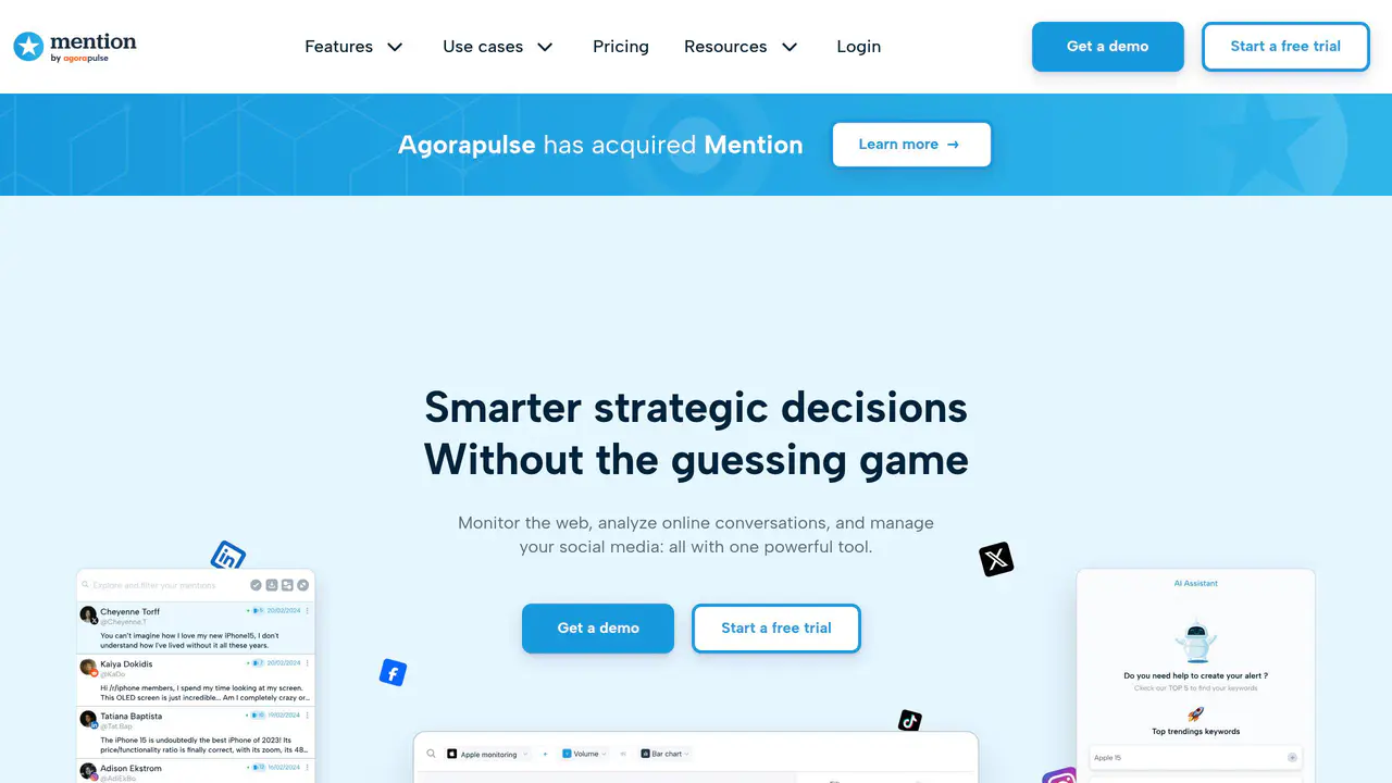Homepage preview of Mention, captured Jul 23, 2026