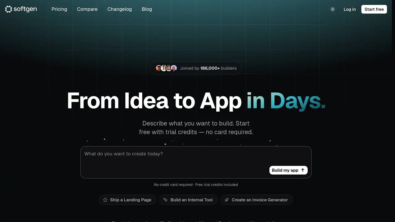Homepage preview of Softgen, captured Aug 1, 2026