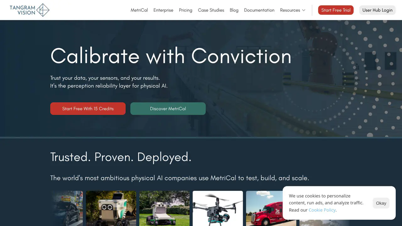 Homepage preview of Tangram Vision, captured Aug 30, 2026