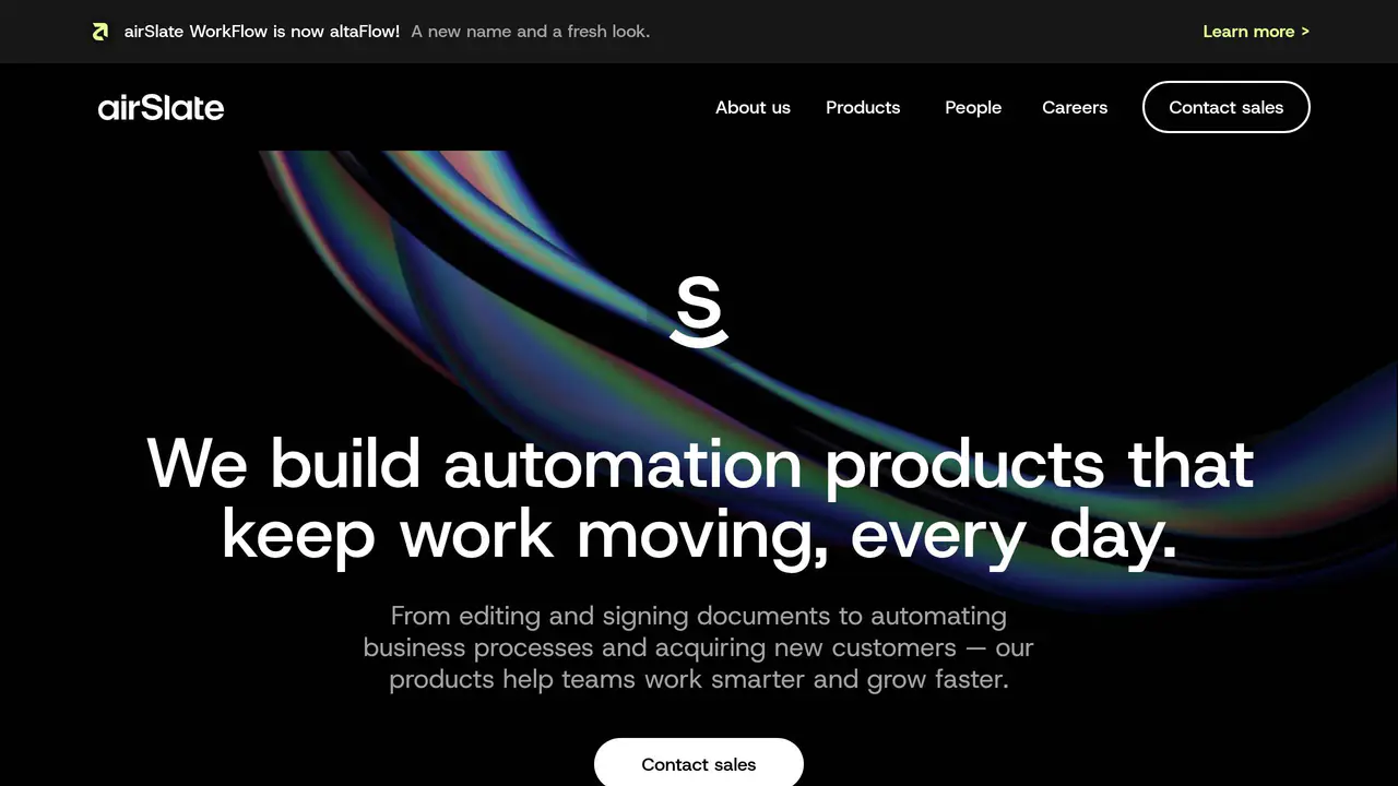 Homepage preview of AirSlate, captured Jul 30, 2026