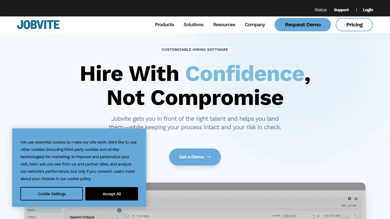 Homepage preview of Jobvite, captured Jul 24, 2026