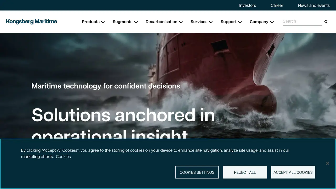 Homepage preview of Kongsberg Maritime, captured Sep 1, 2026