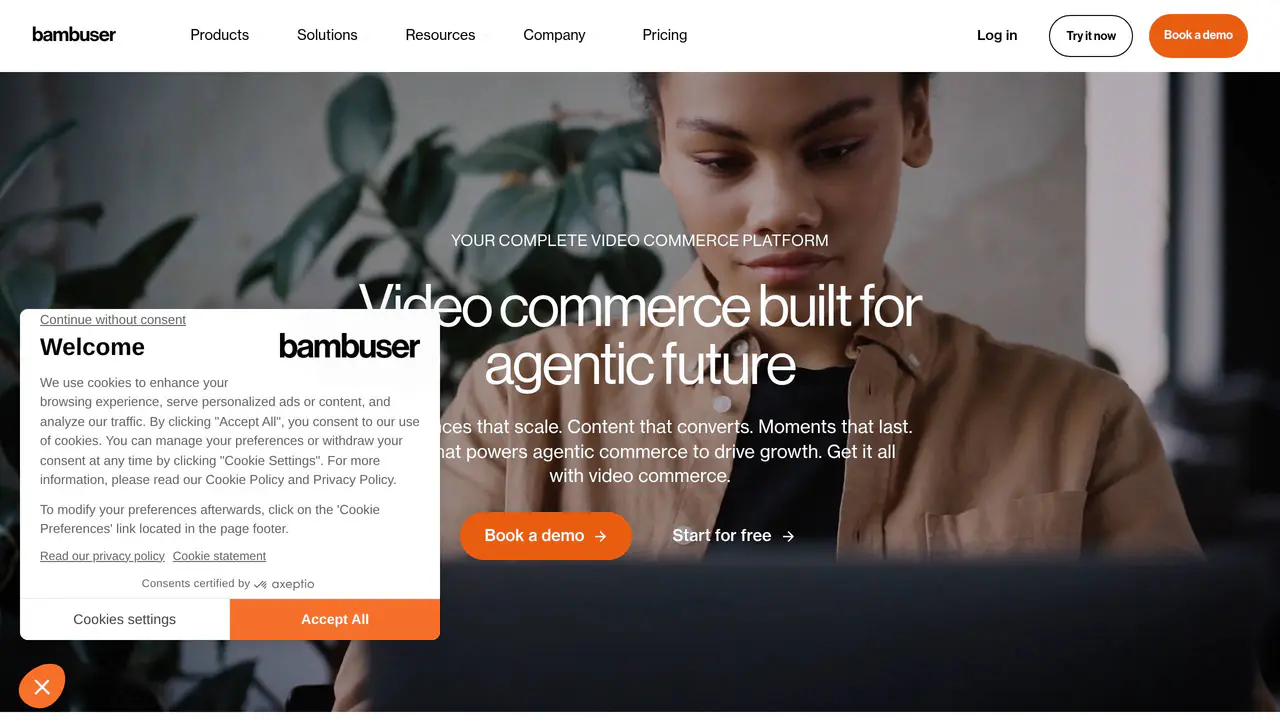 Homepage preview of Bambuser, captured Sep 8, 2026