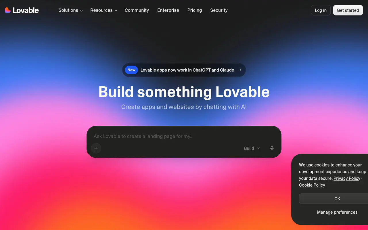 Homepage preview of Lovable, captured Jul 21, 2026