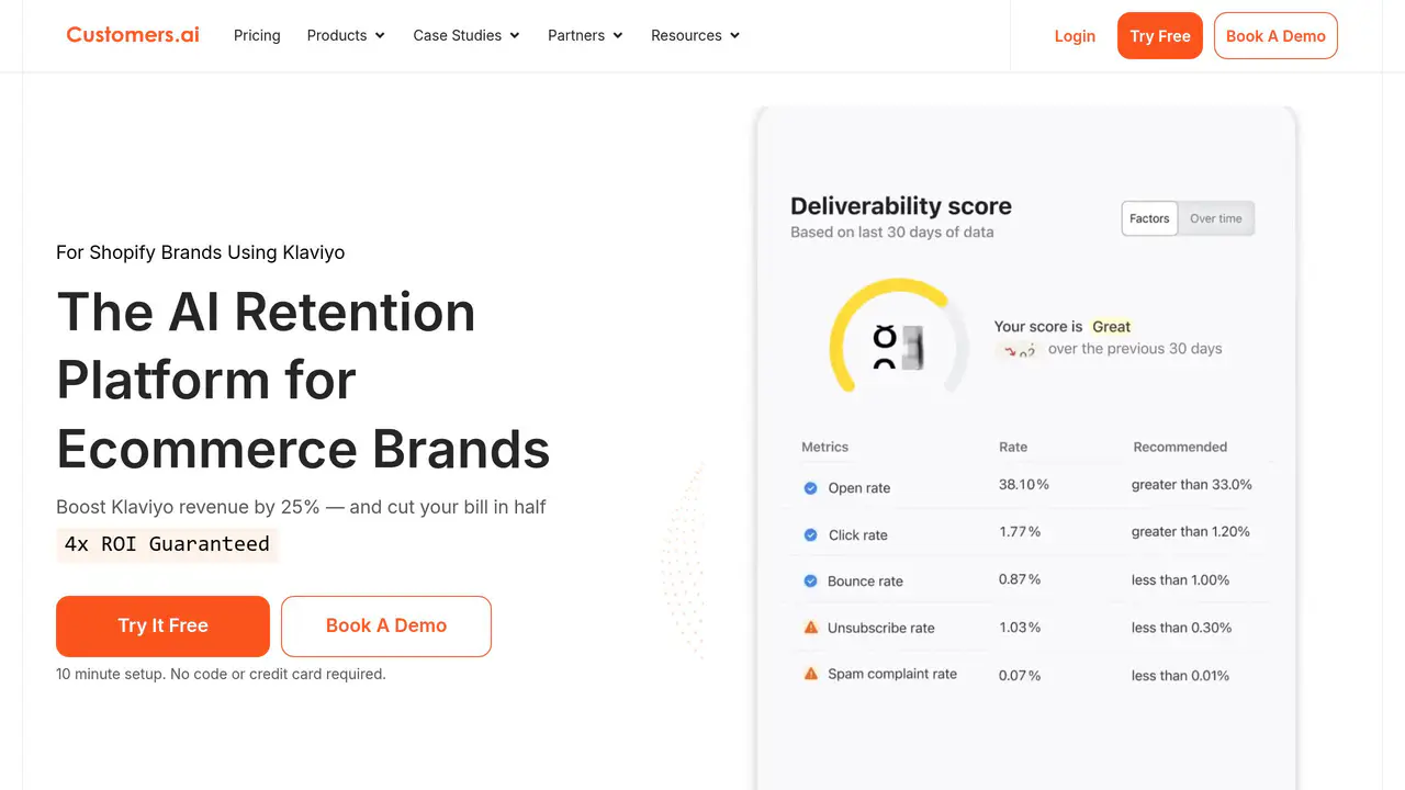 Homepage preview of Customers.ai, captured Aug 31, 2026