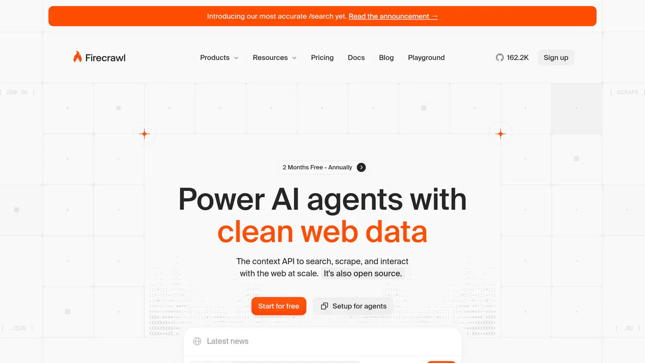 Homepage preview of Firecrawl, captured Aug 6, 2026