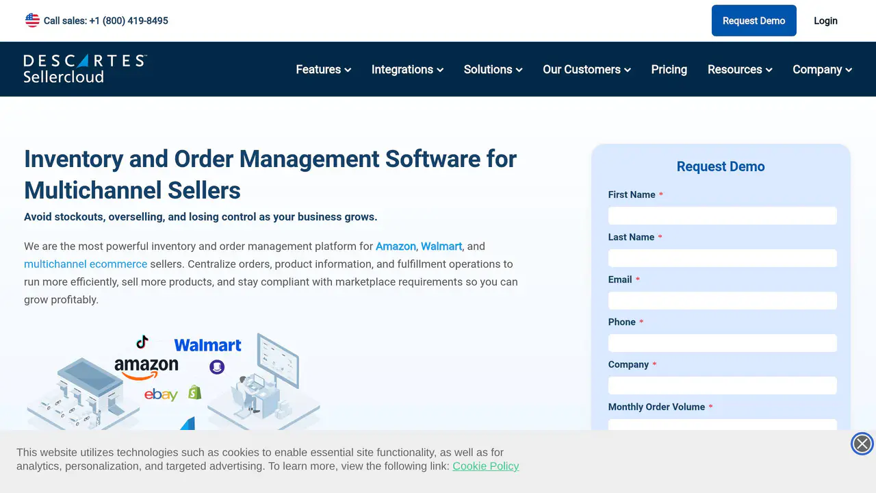 Homepage preview of Sellercloud, captured Jul 24, 2026